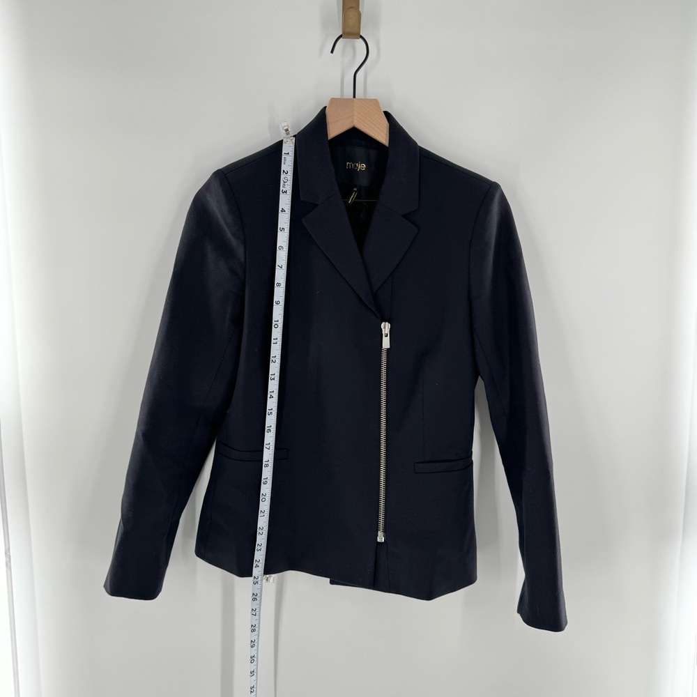 Maje Wool Zipper Biker Moto Blazer Jacket Size EU 40 - Picture 7 of 7